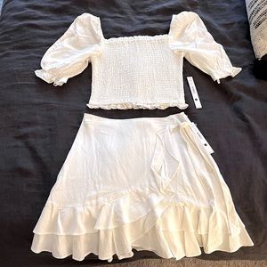 AQUA white skirt set NWT